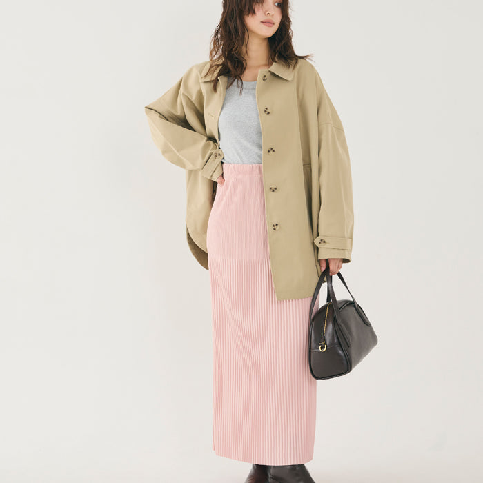 【可剪裁】休閒輕便百褶直筒長裙