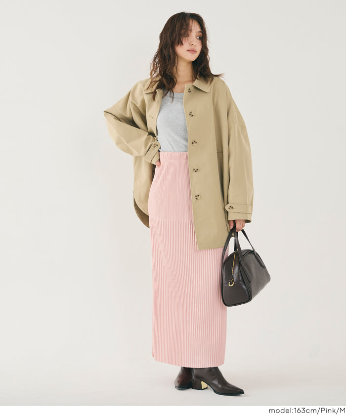 【可剪裁】休閒輕便百褶直筒長裙