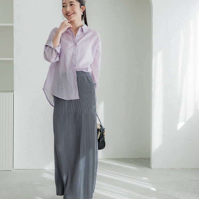 【可剪裁】休閒輕便百褶直筒長裙