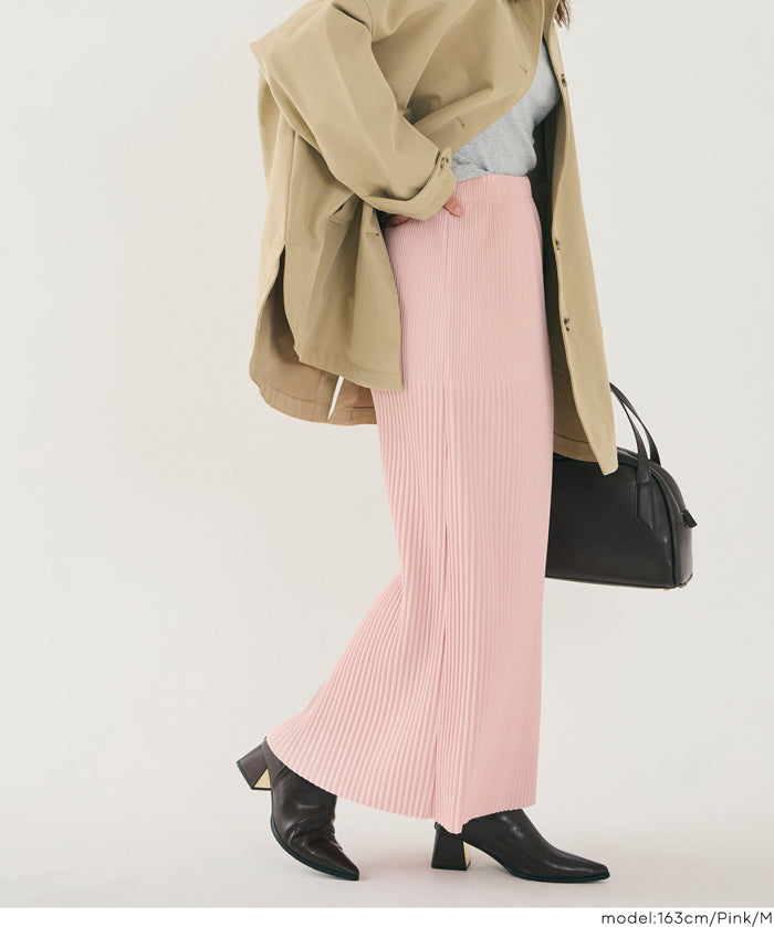 【可剪裁】休閒輕便百褶直筒長裙