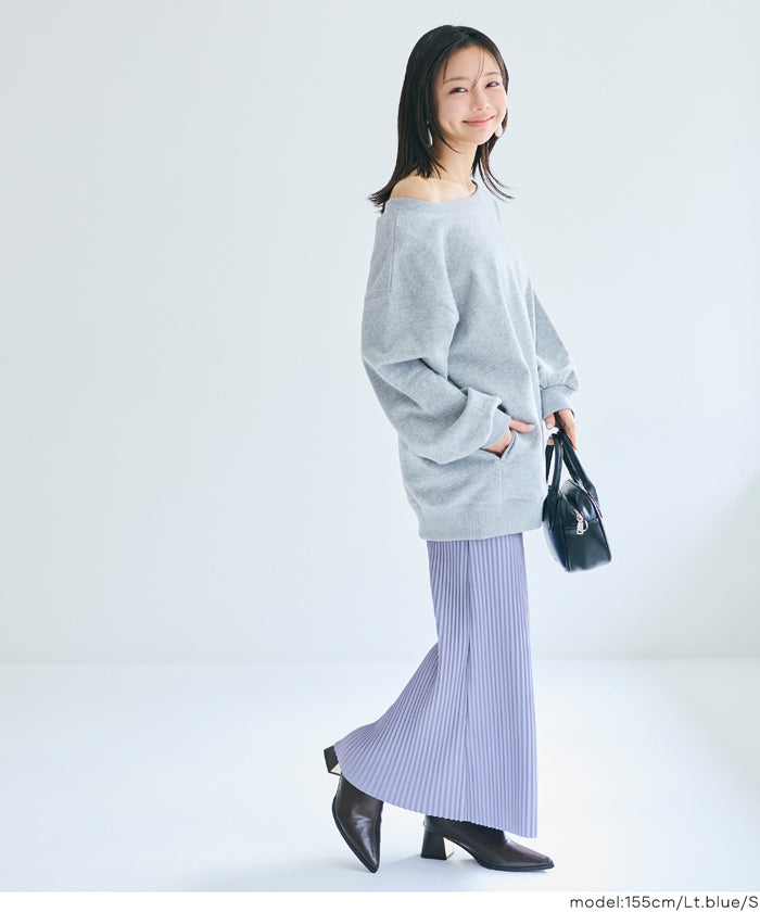 【可剪裁】休閒輕便百褶直筒長裙