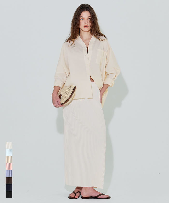 【可剪裁】休閒輕便百褶直筒長裙