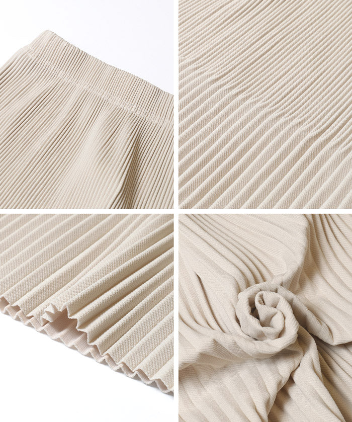 【可剪裁】休閒輕便百褶直筒長裙