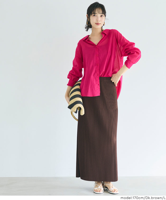 【可剪裁】休閒輕便百褶直筒長裙