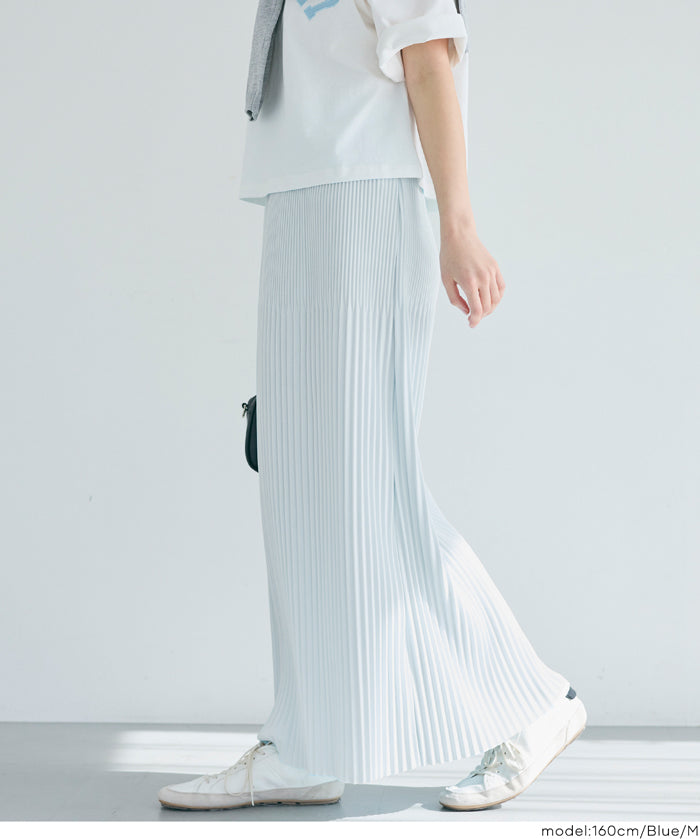 【可剪裁】休閒輕便百褶直筒長裙