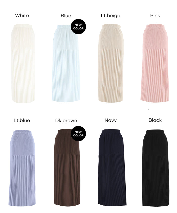 【可剪裁】休閒輕便百褶直筒長裙