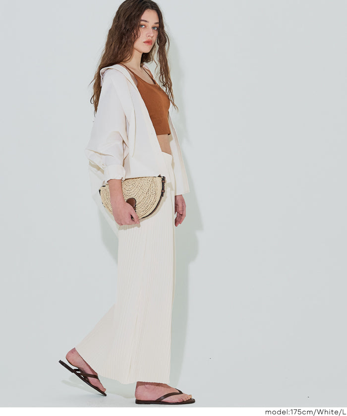 【可剪裁】休閒輕便百褶直筒長裙