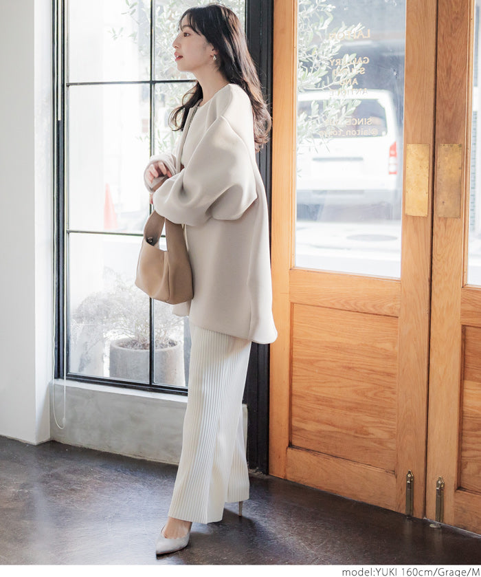 Soft sweat collarless coat
