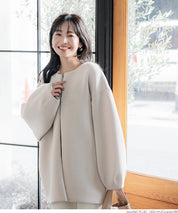 Soft sweat collarless coat