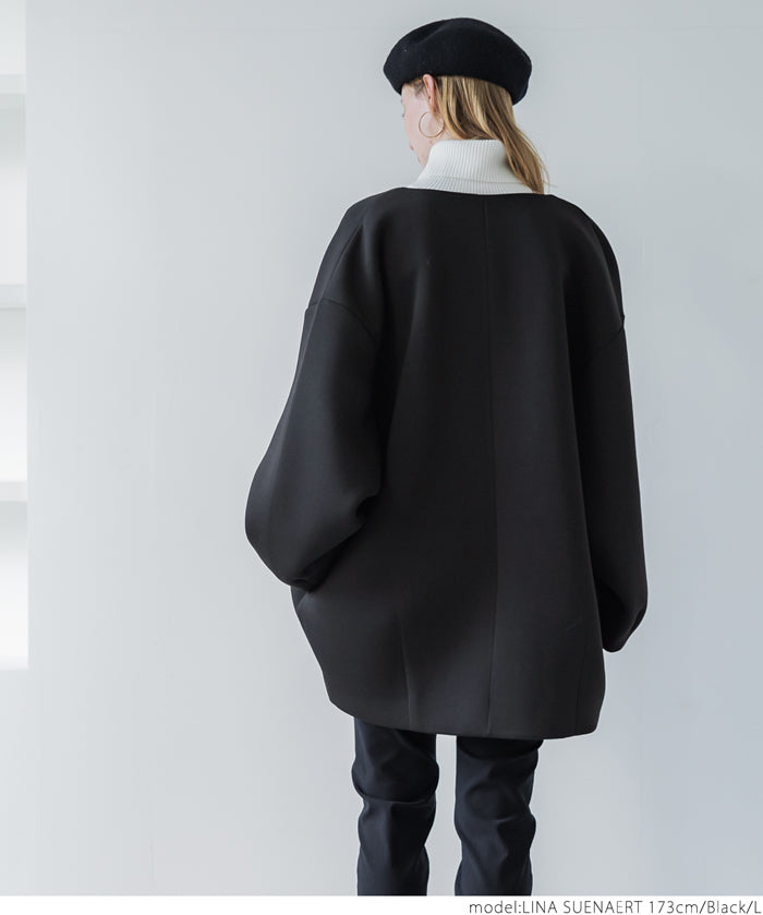 Soft sweat collarless coat