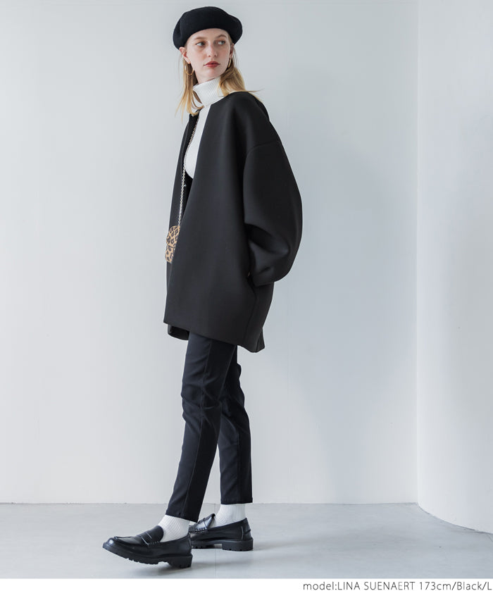 Soft sweat collarless coat