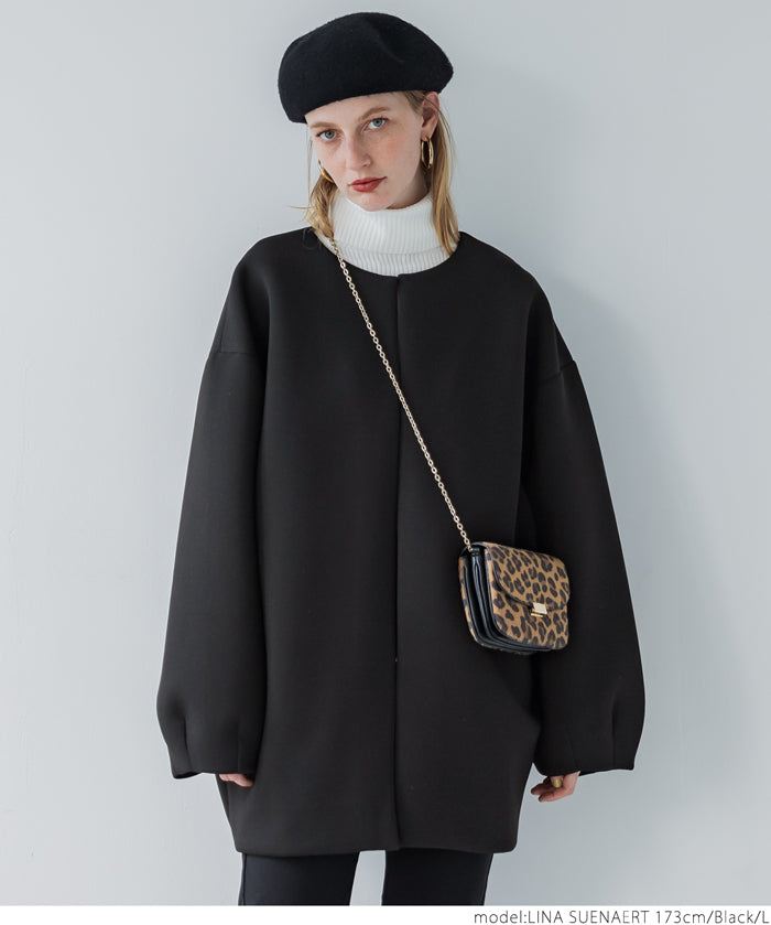 Soft sweat collarless coat