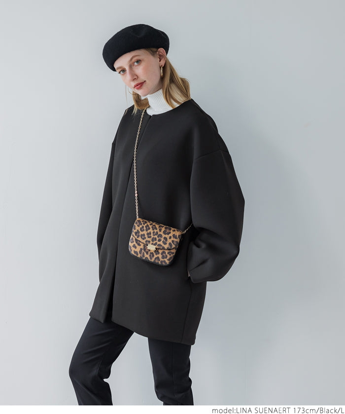 Soft sweat collarless coat