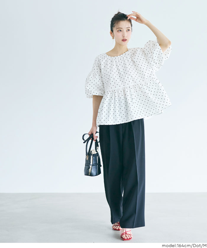 日系後蝴蝶結澎感短袖娃娃上衣