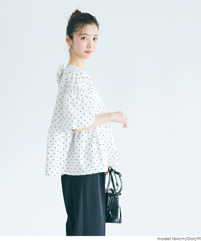 日系後蝴蝶結澎感短袖娃娃上衣