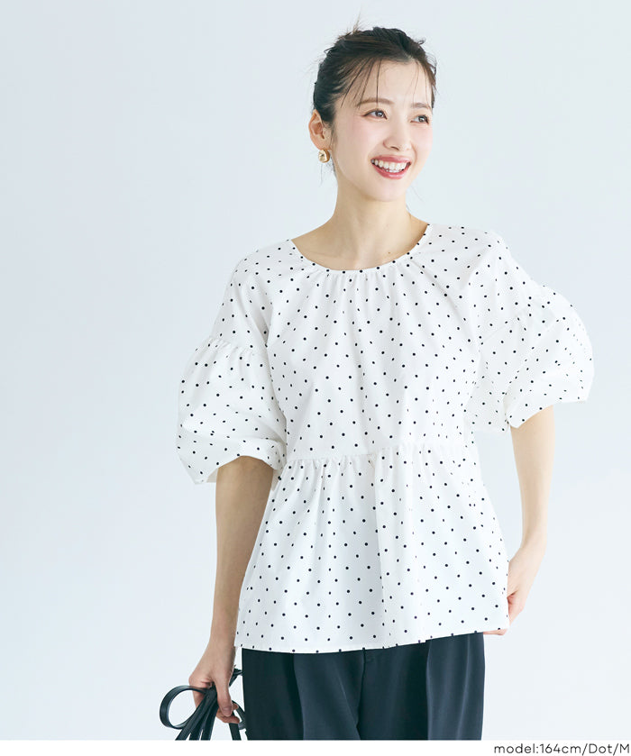 日系後蝴蝶結澎感短袖娃娃上衣