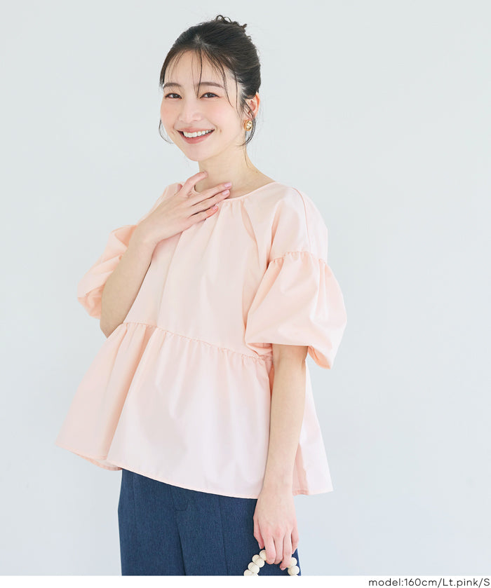 日系後蝴蝶結澎感短袖娃娃上衣