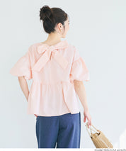 日系後蝴蝶結澎感短袖娃娃上衣