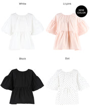 日系後蝴蝶結澎感短袖娃娃上衣