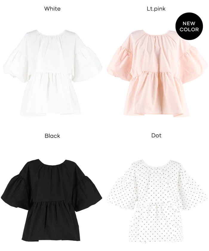 日系後蝴蝶結澎感短袖娃娃上衣