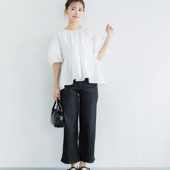 日系後蝴蝶結澎感短袖娃娃上衣