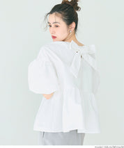 日系後蝴蝶結澎袖挺感娃娃上衣