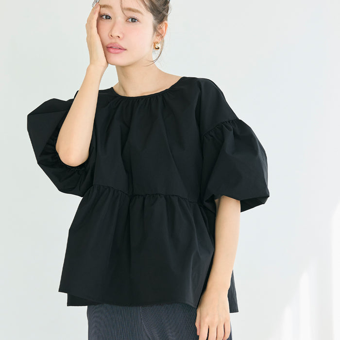 日系後蝴蝶結澎感短袖娃娃上衣