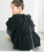 日系後蝴蝶結澎感短袖娃娃上衣