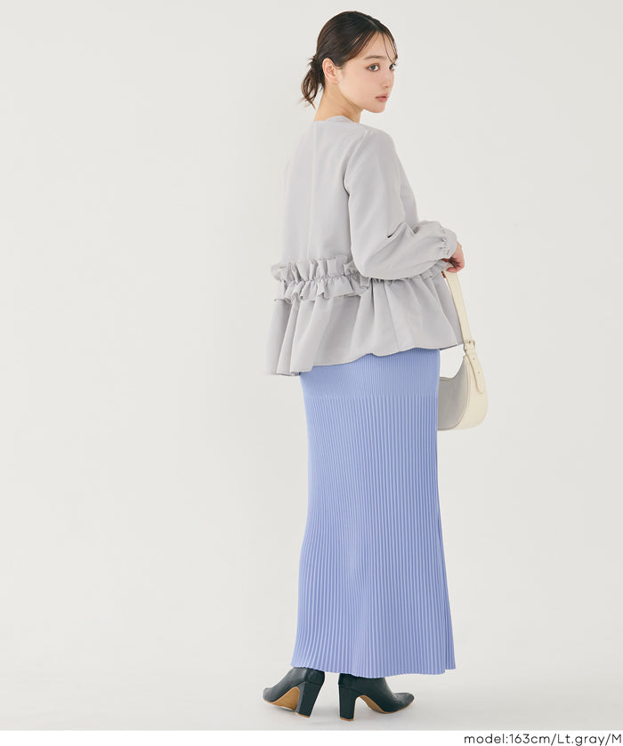 日系圓領荷葉邊裝飾長袖襯衫  通勤