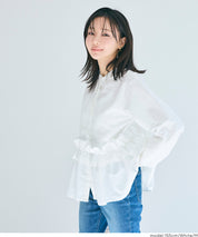 日系圓領荷葉邊裝飾長袖襯衫  通勤