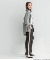 條紋闊腿休閒褲