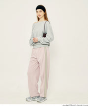 條紋闊腿休閒褲