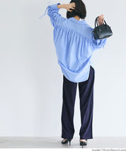 條紋闊腿休閒褲