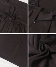 假兩件後綁帶荷花下擺細肩帶連身裙