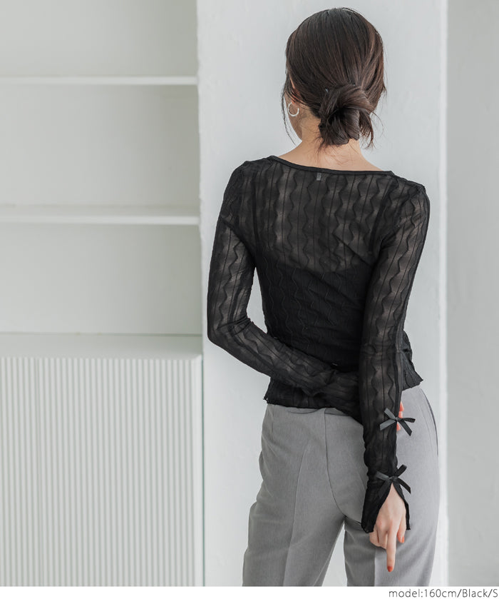 Ribbon sheer top