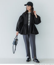 Collarless peplum jacket
