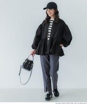 Collarless peplum jacket