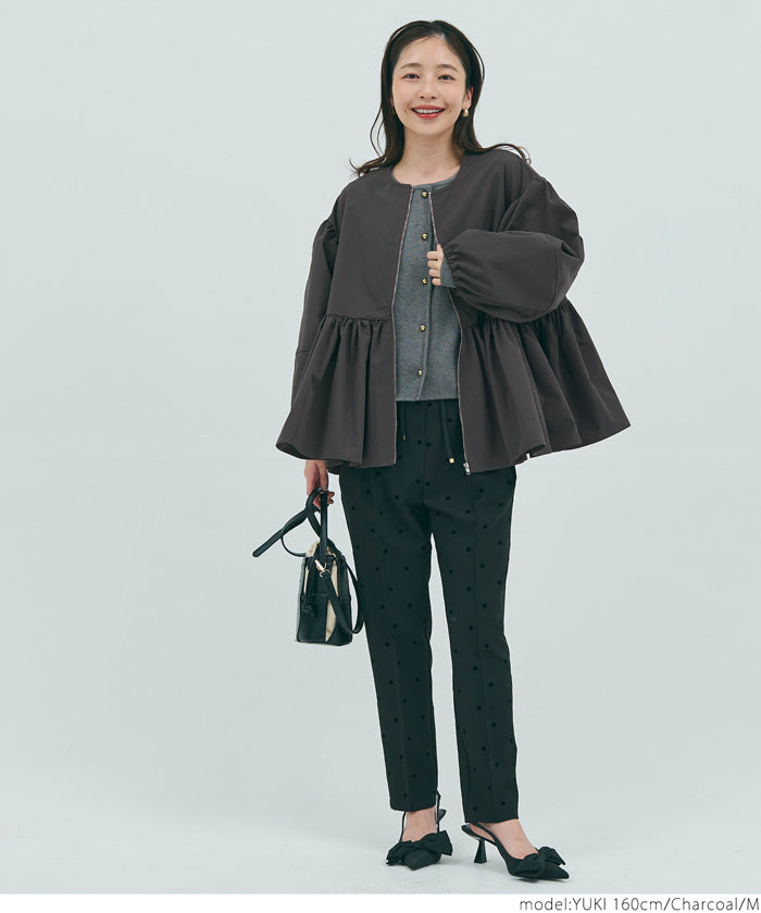 Collarless peplum jacket