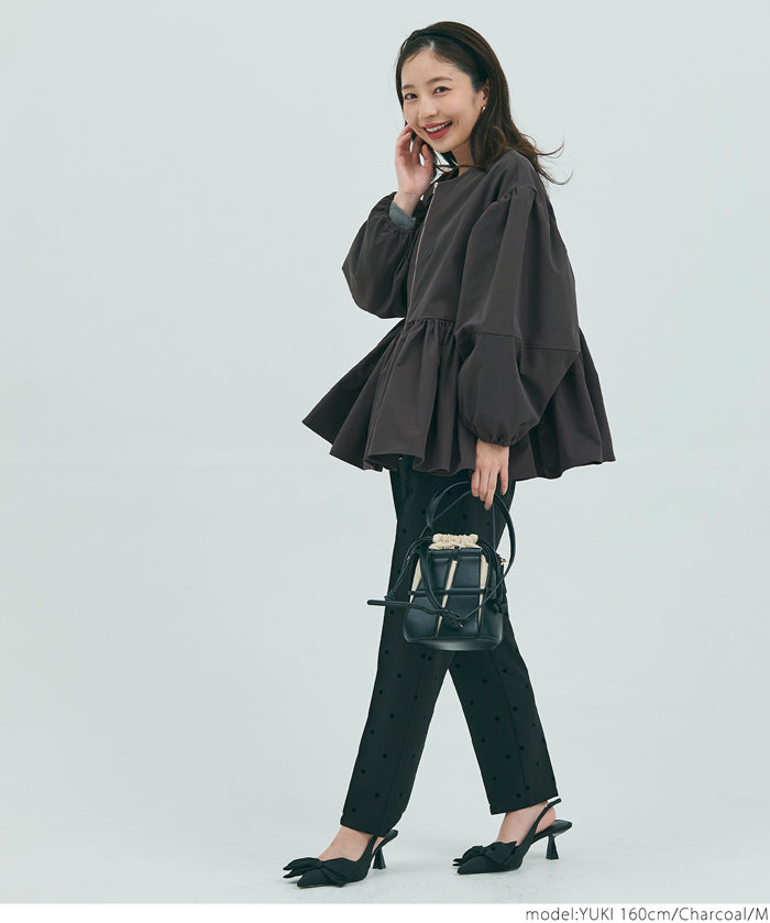 Collarless peplum jacket