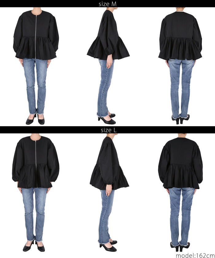 Collarless peplum jacket