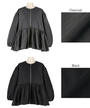 Collarless peplum jacket