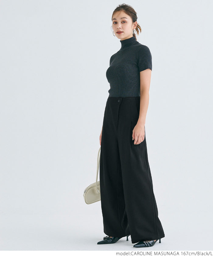 Front layered wide pants