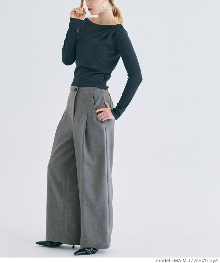 Front layered wide pants