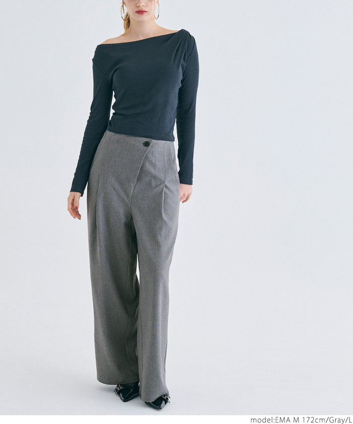 Front layered wide pants