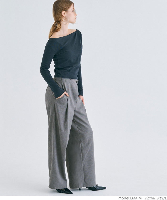 Front layered wide pants