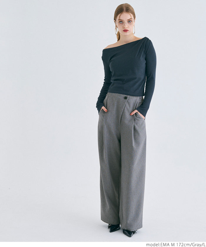 Front layered wide pants