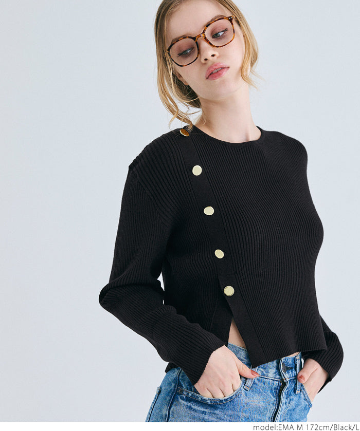 Gold button knit top