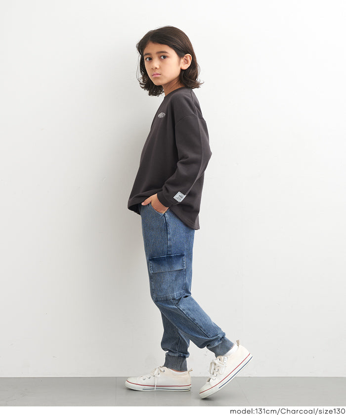 童裝內裡磨毛刺繡Logo長袖T恤