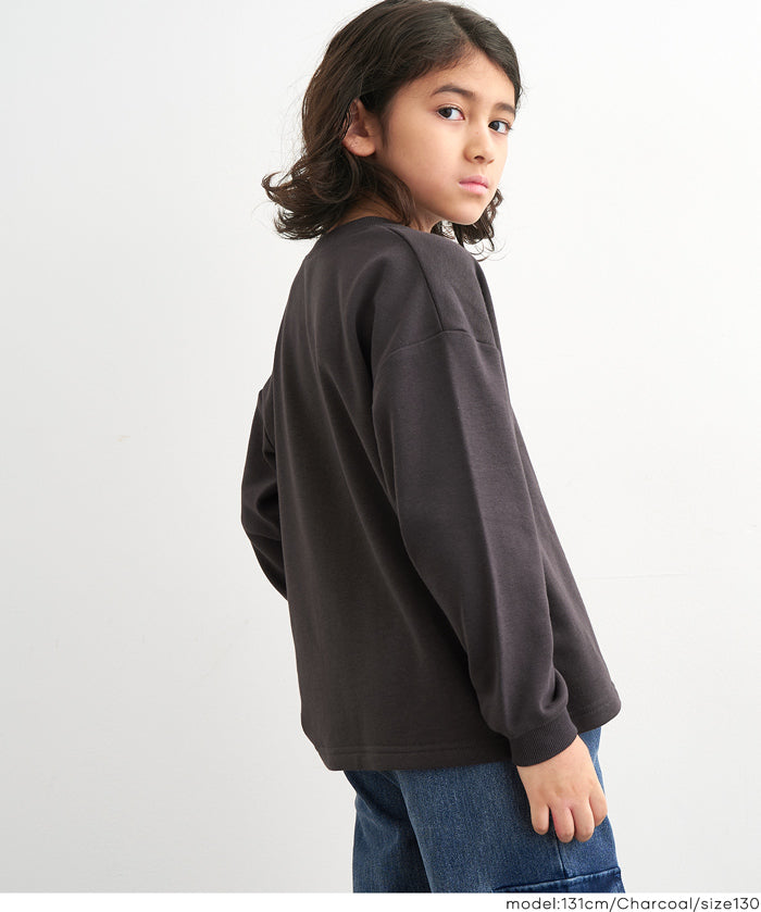 童裝內裡磨毛刺繡Logo長袖T恤