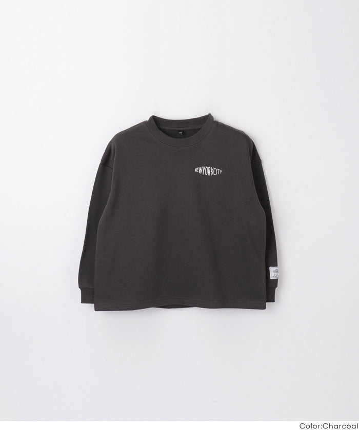 童裝內裡磨毛刺繡Logo長袖T恤